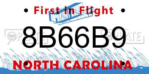 8B66B9 North Carolina License Plate