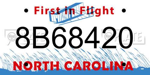 8B68420 North Carolina License Plate
