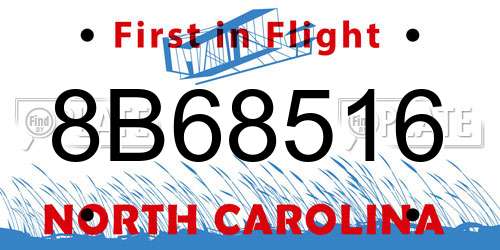 8B68516 North Carolina License Plate
