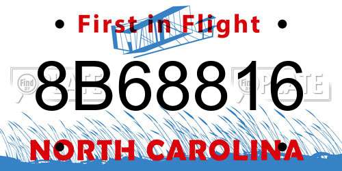 8B68816 North Carolina License Plate