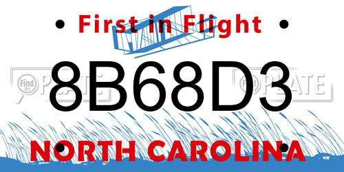 8B68D3 North Carolina License Plate