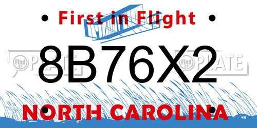 8B76X2 North Carolina License Plate