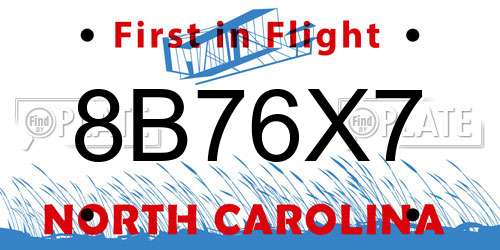 8B76X7 North Carolina License Plate