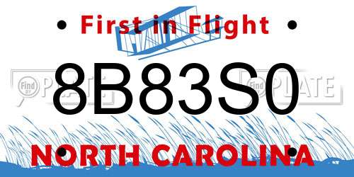 8B83S0 North Carolina License Plate