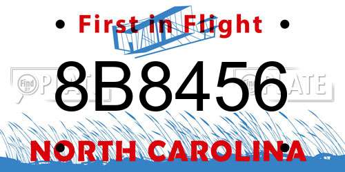 8B8456 North Carolina License Plate