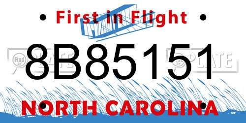 8B85151 North Carolina License Plate