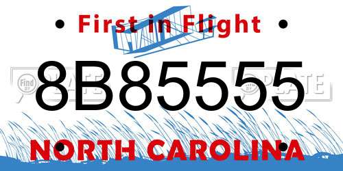 8B85555 North Carolina License Plate