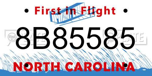 8B85585 North Carolina License Plate