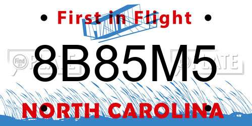 8B85M5 North Carolina License Plate