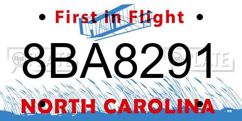 8BA8291 North Carolina License Plate