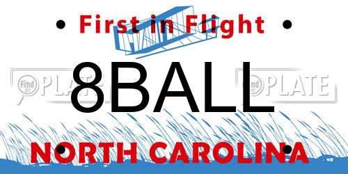 8BALL North Carolina License Plate