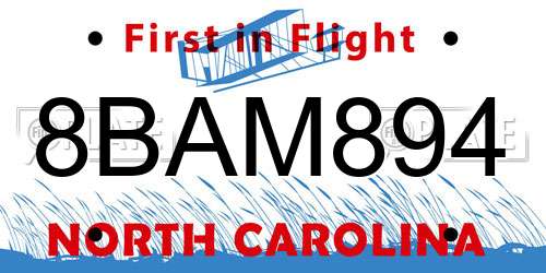8BAM894 North Carolina License Plate