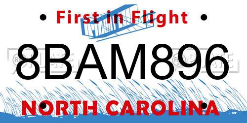 8BAM896 North Carolina License Plate