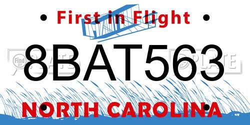8BAT563 North Carolina License Plate