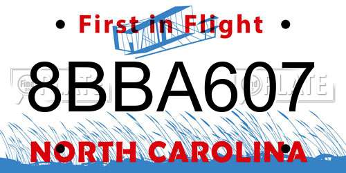8BBA607 North Carolina License Plate