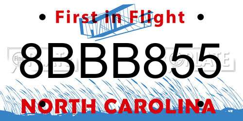 8BBB855 North Carolina License Plate