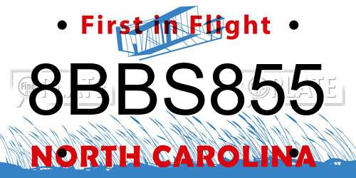 8BBS855 North Carolina License Plate