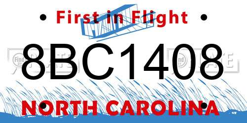 8BC1408 North Carolina License Plate