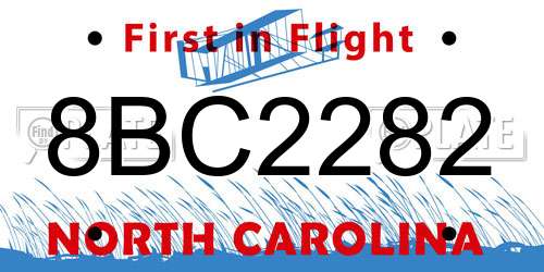 8BC2282 North Carolina License Plate