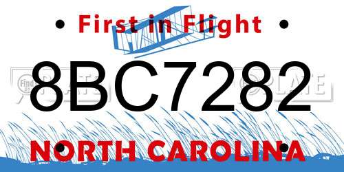 8BC7282 North Carolina License Plate