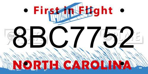 8BC7752 North Carolina License Plate