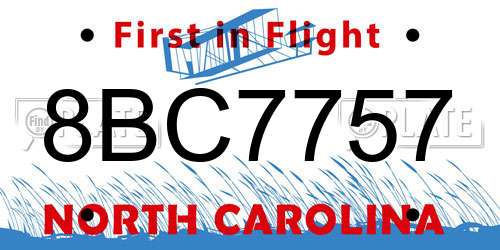 8BC7757 North Carolina License Plate