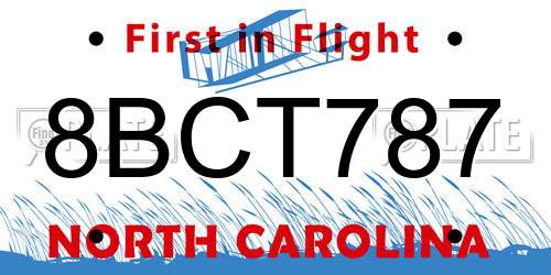 8BCT787 North Carolina License Plate