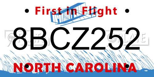 8BCZ252 North Carolina License Plate
