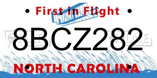 8BCZ282 North Carolina License Plate