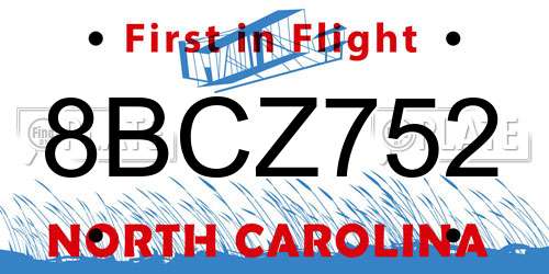 8BCZ752 North Carolina License Plate