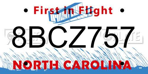 8BCZ757 North Carolina License Plate