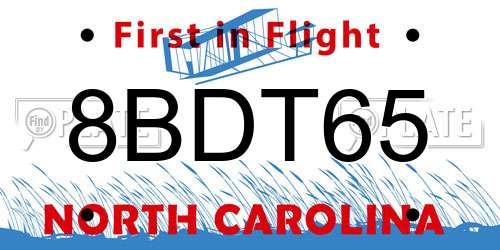 8BDT65 North Carolina License Plate