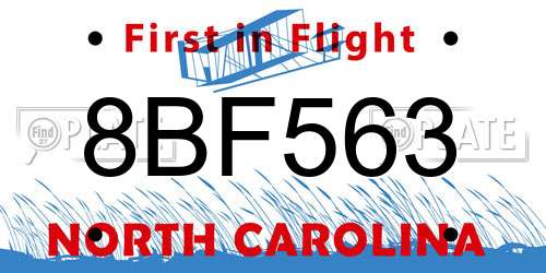 8BF563 North Carolina License Plate