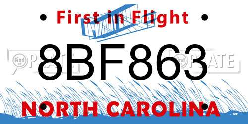 8BF863 North Carolina License Plate