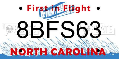 8BFS63 North Carolina License Plate
