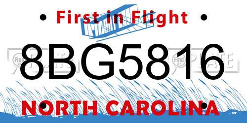 8BG5816 North Carolina License Plate