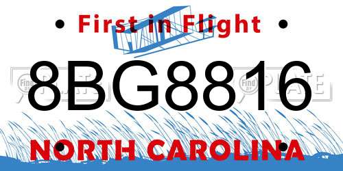 8BG8816 North Carolina License Plate