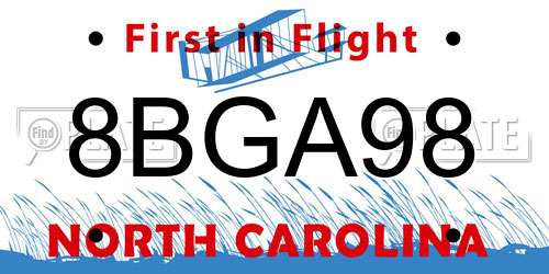 8BGA98 North Carolina License Plate