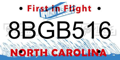 8BGB516 North Carolina License Plate