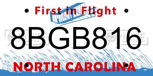 8BGB816 North Carolina License Plate
