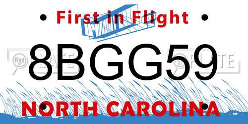 8BGG59 North Carolina License Plate