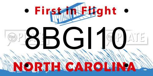8BGI10 North Carolina License Plate