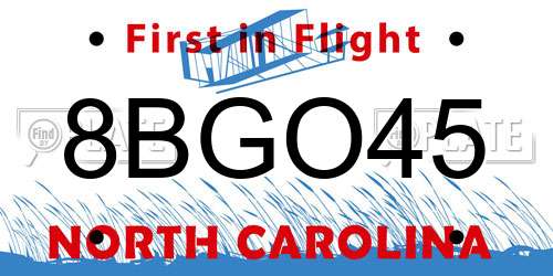 8BGO45 North Carolina License Plate