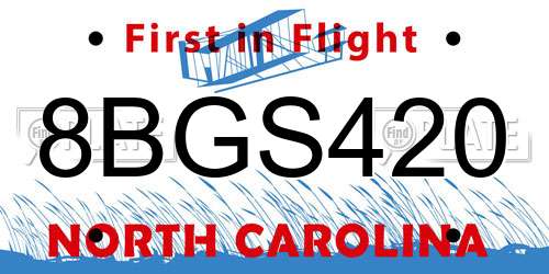 8BGS420 North Carolina License Plate