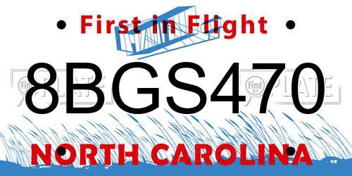 8BGS470 North Carolina License Plate