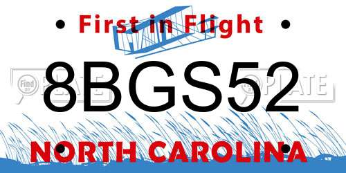 8BGS52 North Carolina License Plate