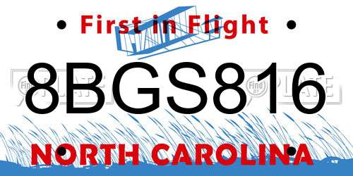8BGS816 North Carolina License Plate