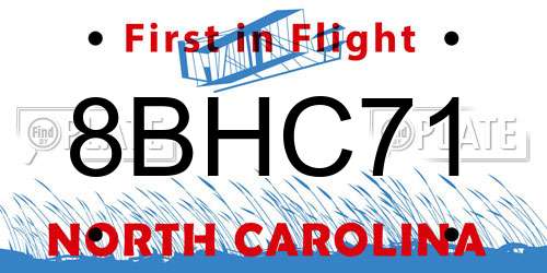 8BHC71 North Carolina License Plate