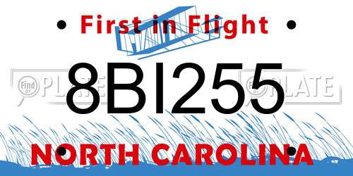 8BI255 North Carolina License Plate