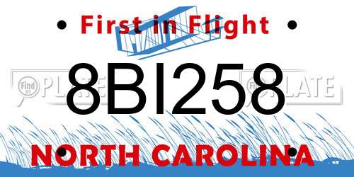 8BI258 North Carolina License Plate